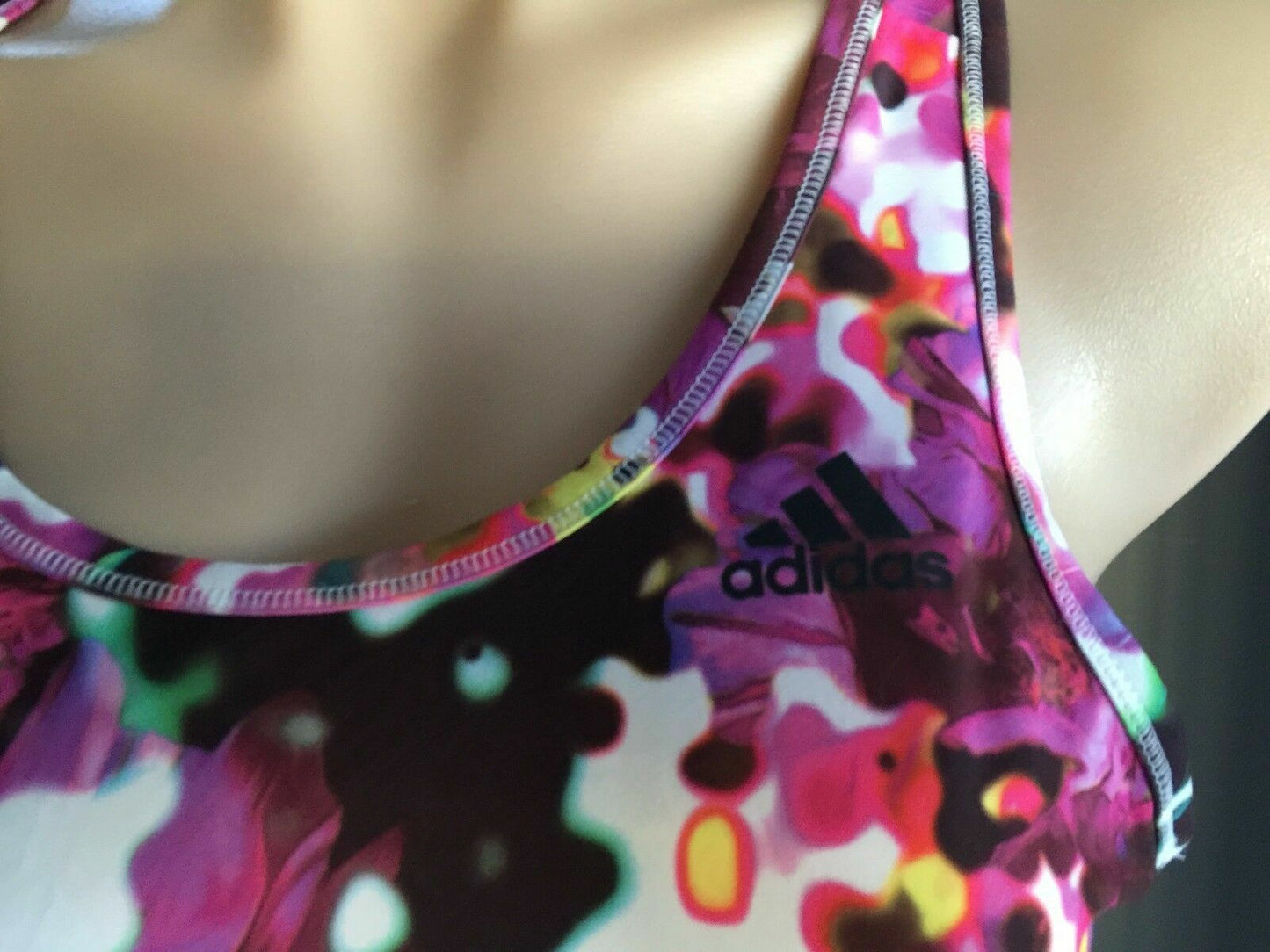 ADIDAS Shock Tank Top Pink Colourful Floral Print Ladies Size S 10 NEW