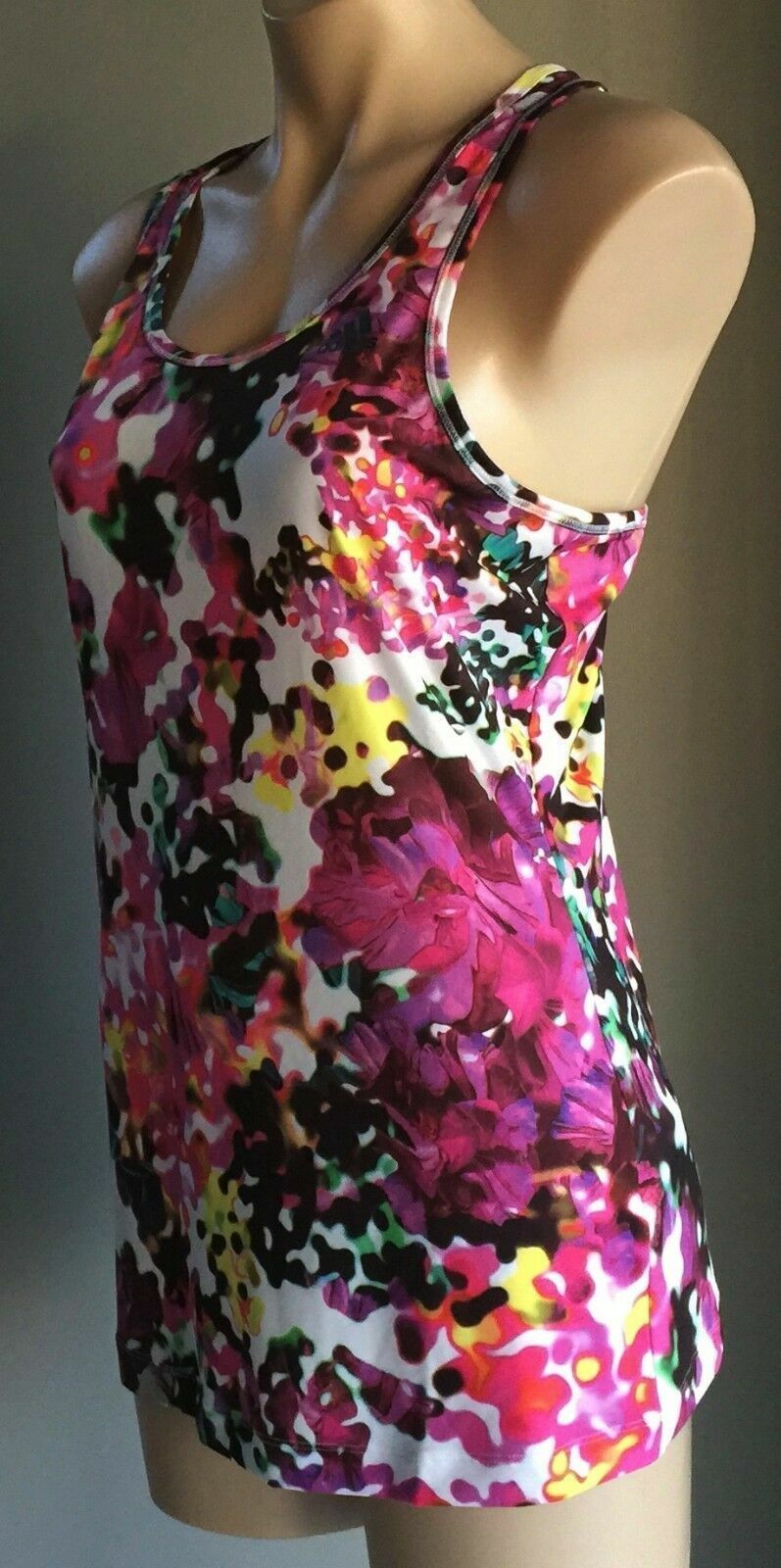 ADIDAS Shock Tank Top Pink Colourful Floral Print Ladies Size S 10 NEW