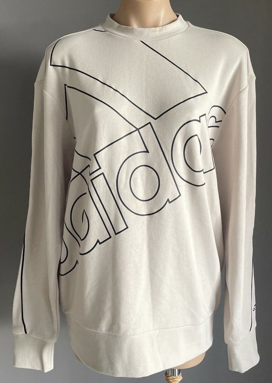 ADIDAS W FAV Q1 Alumin Black Large Logo Sweatshirt Sz M 12 Gender Neutral New