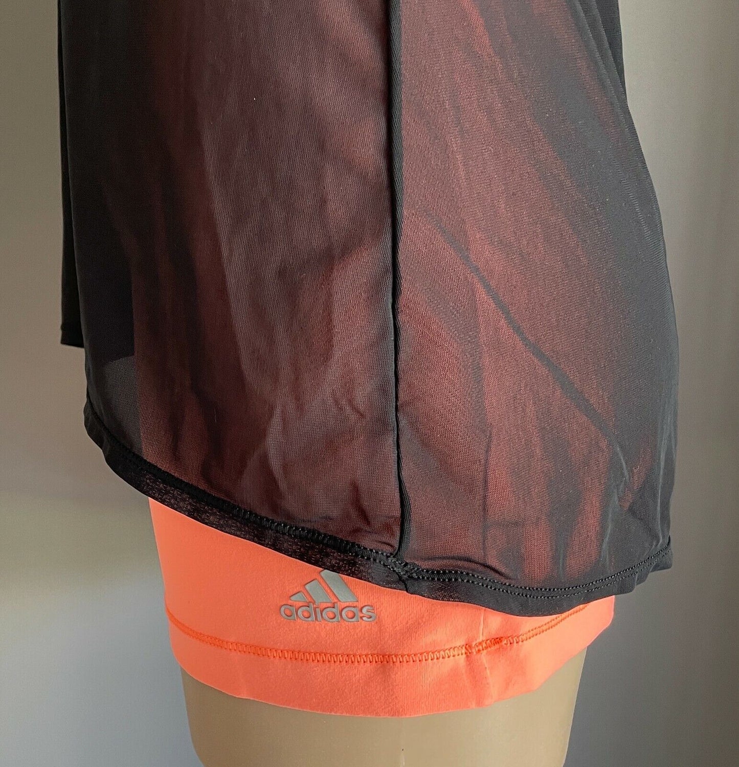 ADIDAS Tank Top Black Mesh Orange Racer Back Fitted Stretch Active Sport Sz M 12