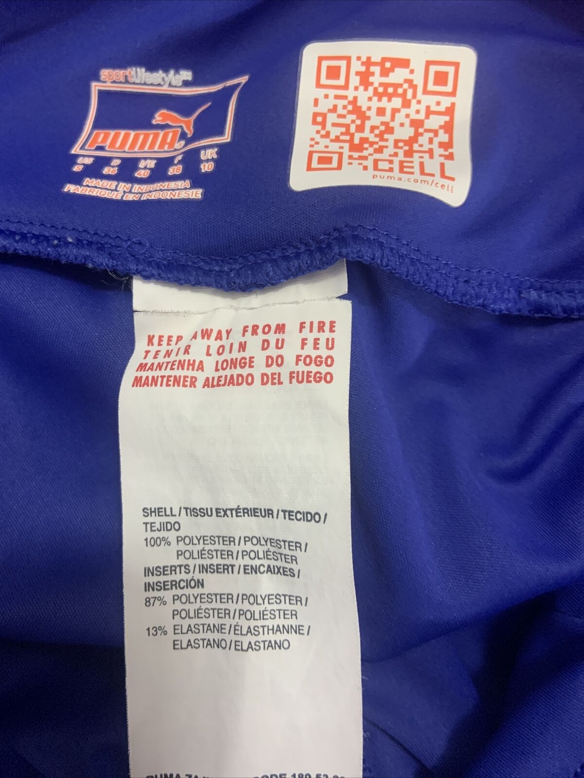 PUMA TP Leggings Capri Cell Cuffed Cobalt Blue Cool Gym Activewear Sz 10 NEW