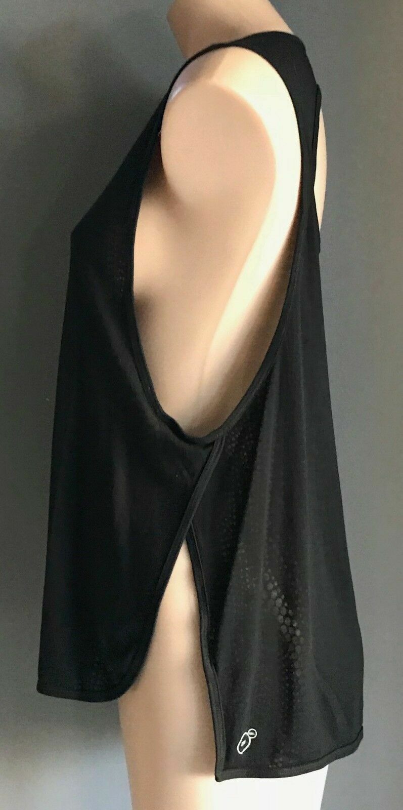 PUMA Dry Cell Tank Top Black & Grey Side Split Sleeveless Loose Ladies Size 10