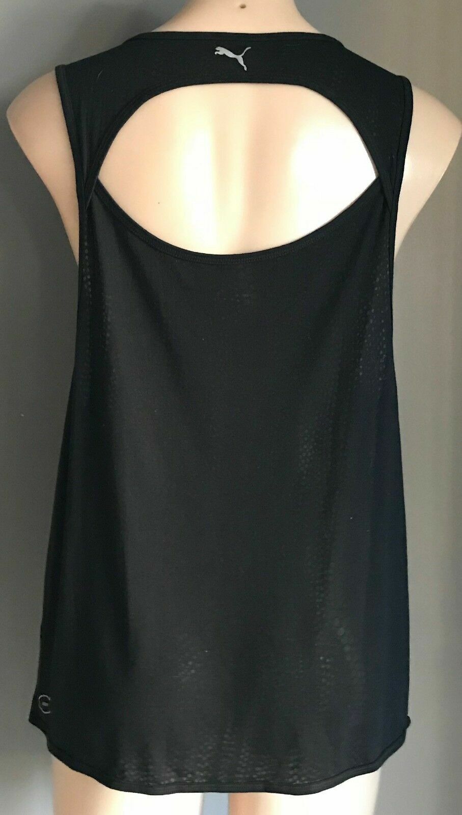 PUMA Dry Cell Tank Top Black & Grey Side Split Sleeveless Loose Ladies Size 10