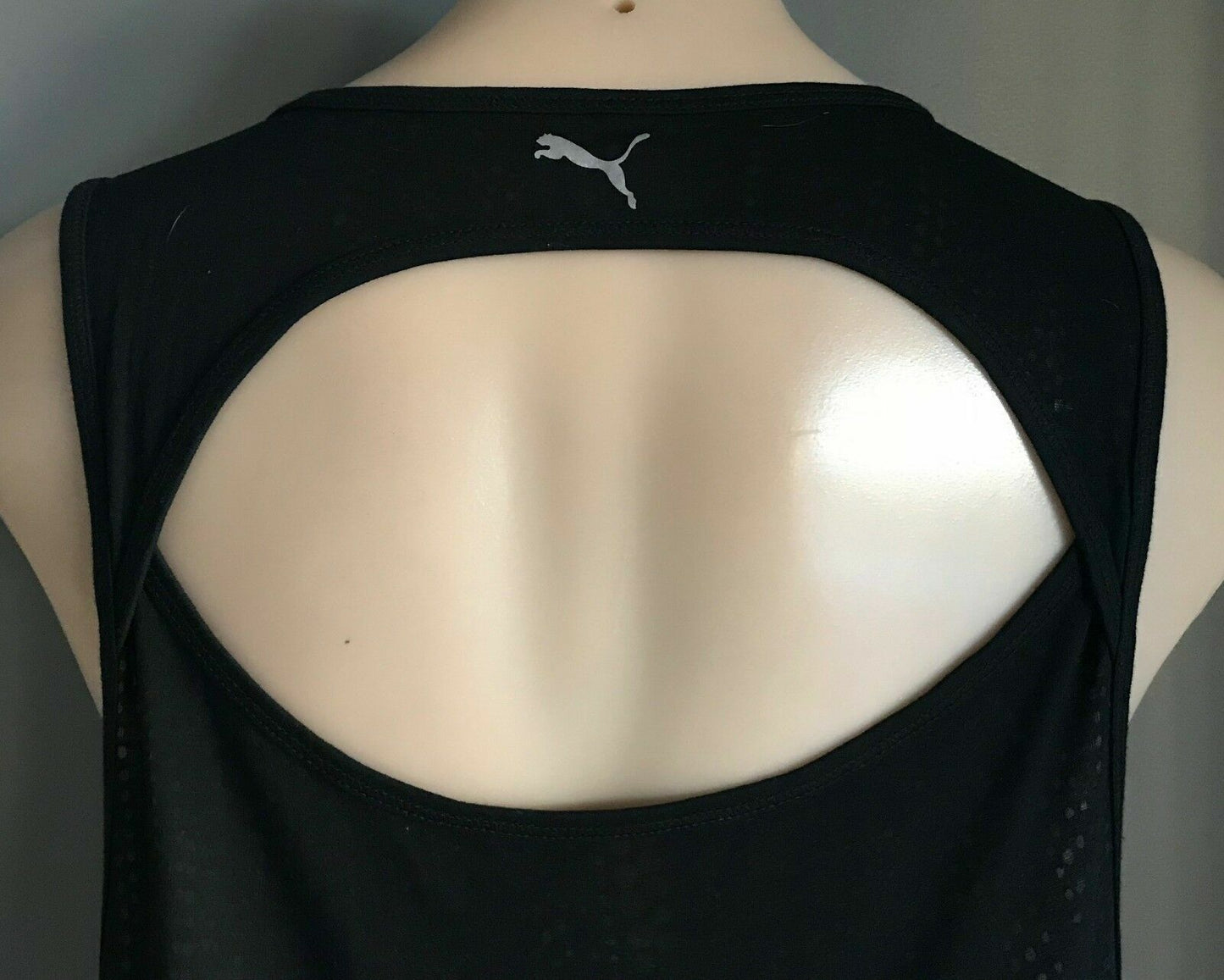 PUMA Dry Cell Tank Top Black & Grey Side Split Sleeveless Loose Ladies Size 10