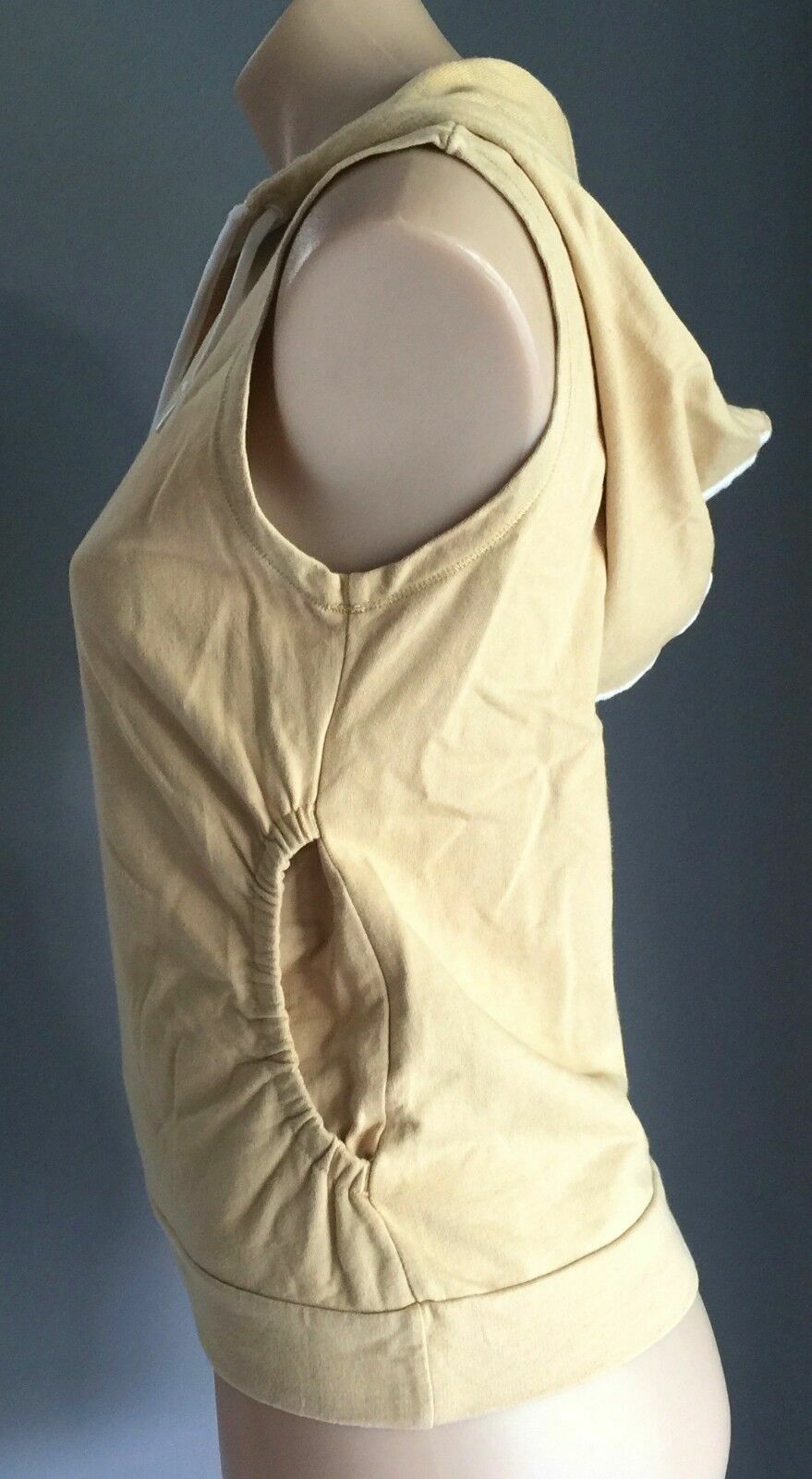 PUMA Hoodie Light Mustard Sporty Sleeveless Hooded Top Logo Ladies Size 8 10