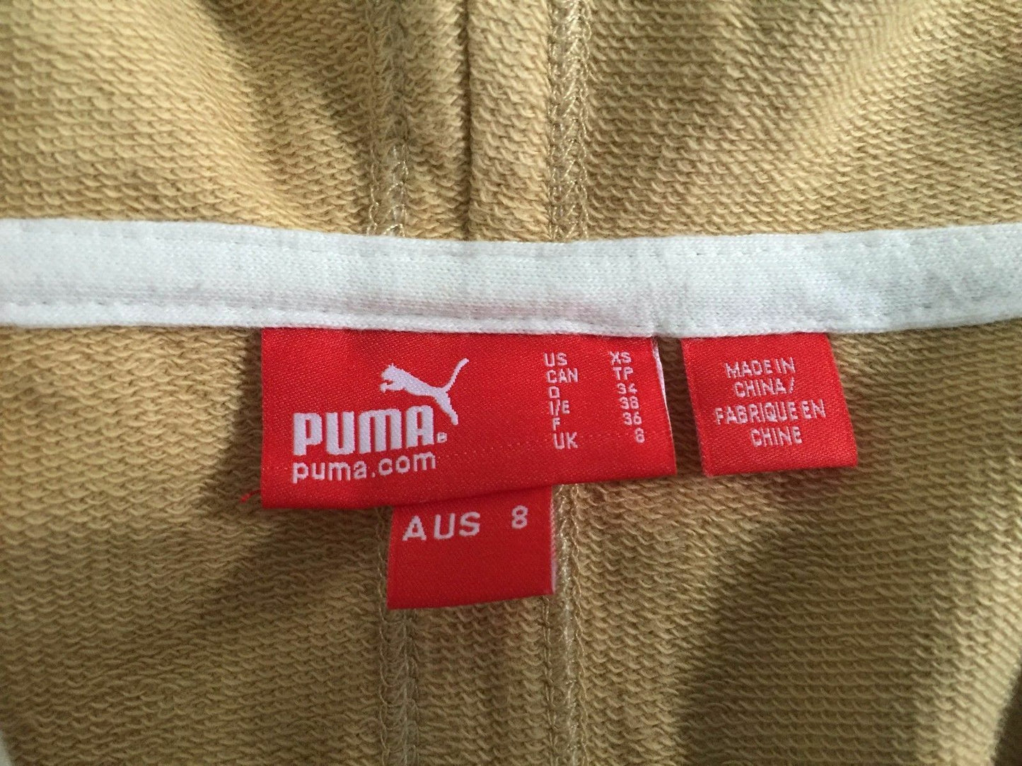 PUMA Hoodie Light Mustard Sporty Sleeveless Hooded Top Logo Ladies Size 8 10