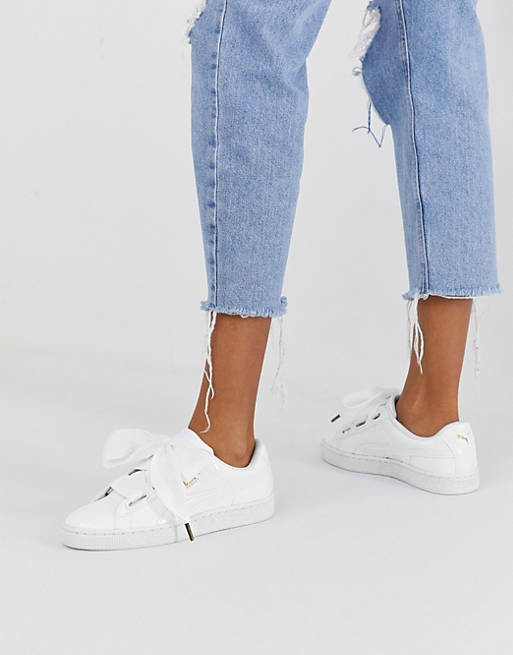PUMA  "Basket Love" Sneakers White Patent Casual Shoes UK6 EU 39 US 8.5 25cm NEW