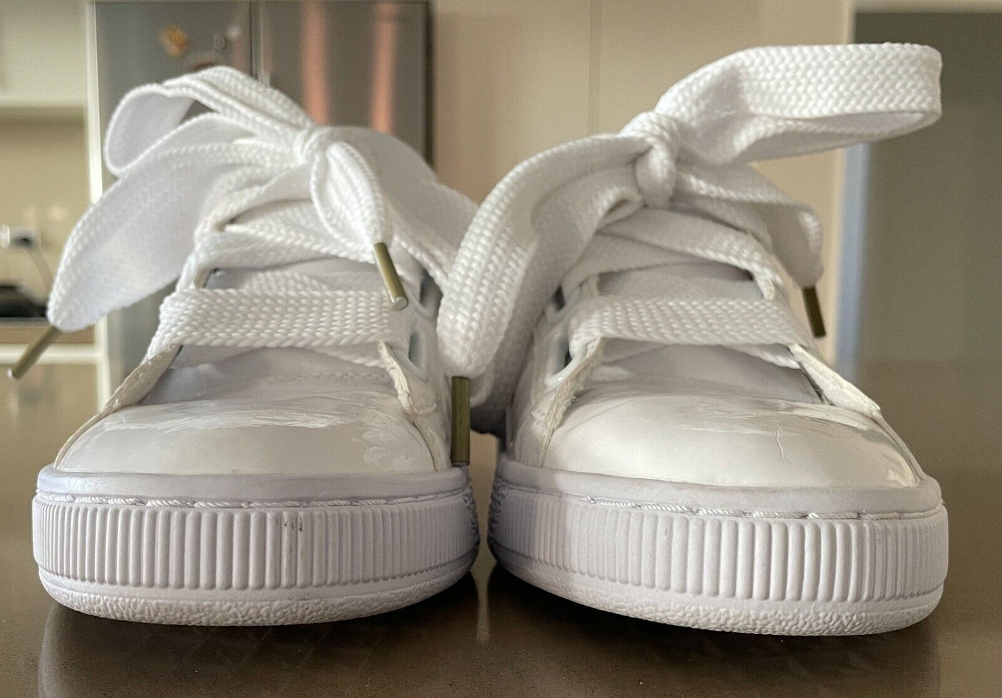 PUMA  "Basket Love" Sneakers White Patent Casual Shoes UK6 EU 39 US 8.5 25cm NEW
