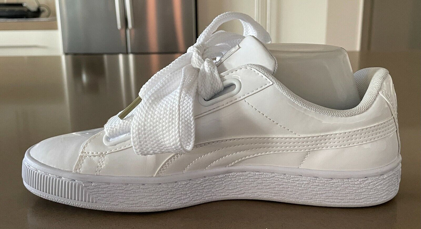 PUMA  "Basket Love" Sneakers White Patent Casual Shoes UK6 EU 39 US 8.5 25cm NEW