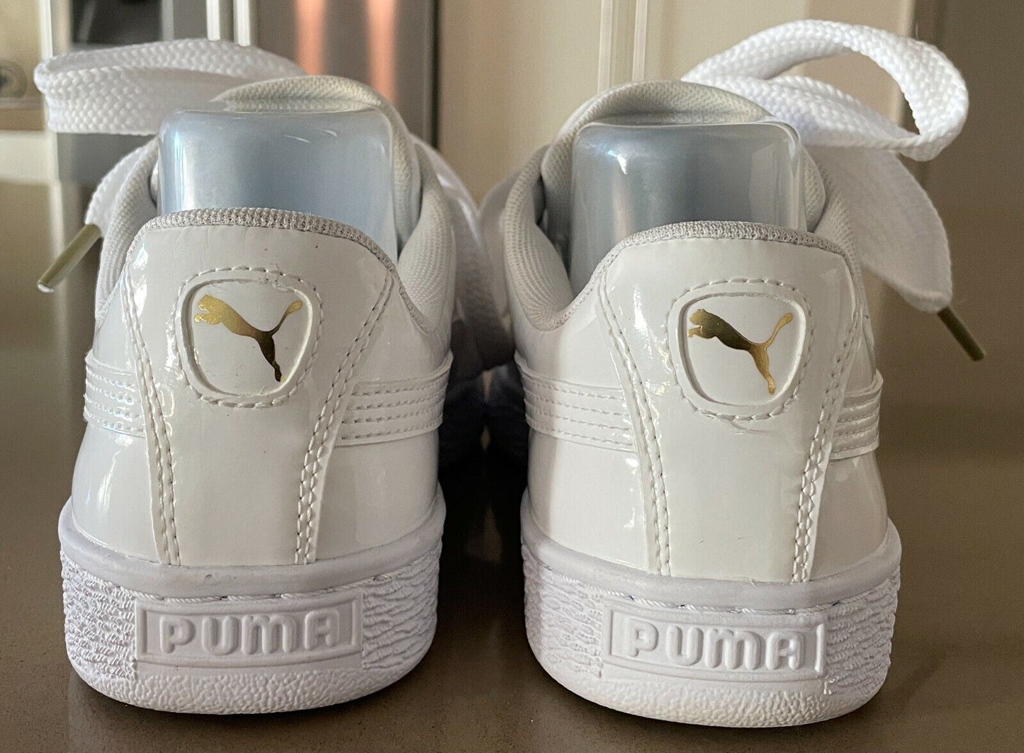 PUMA  "Basket Love" Sneakers White Patent Casual Shoes UK6 EU 39 US 8.5 25cm NEW