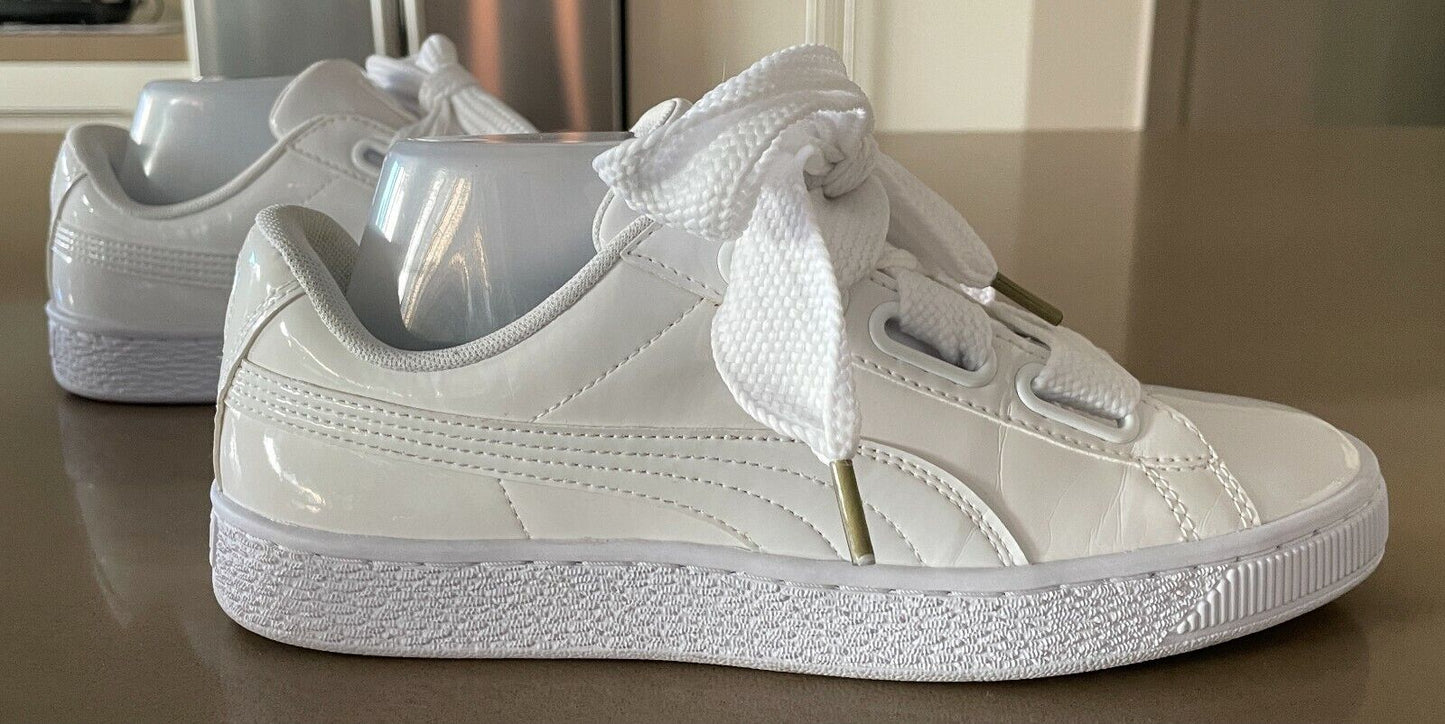 PUMA  "Basket Love" Sneakers White Patent Casual Shoes UK6 EU 39 US 8.5 25cm NEW