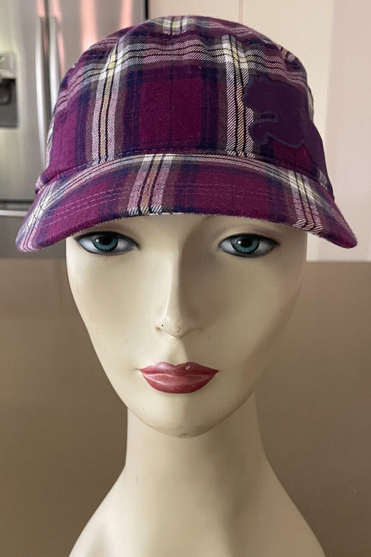 PUMA Purple Check Military Cadet Style Cap Hat  Adjustable OSFA Embroidered Logo