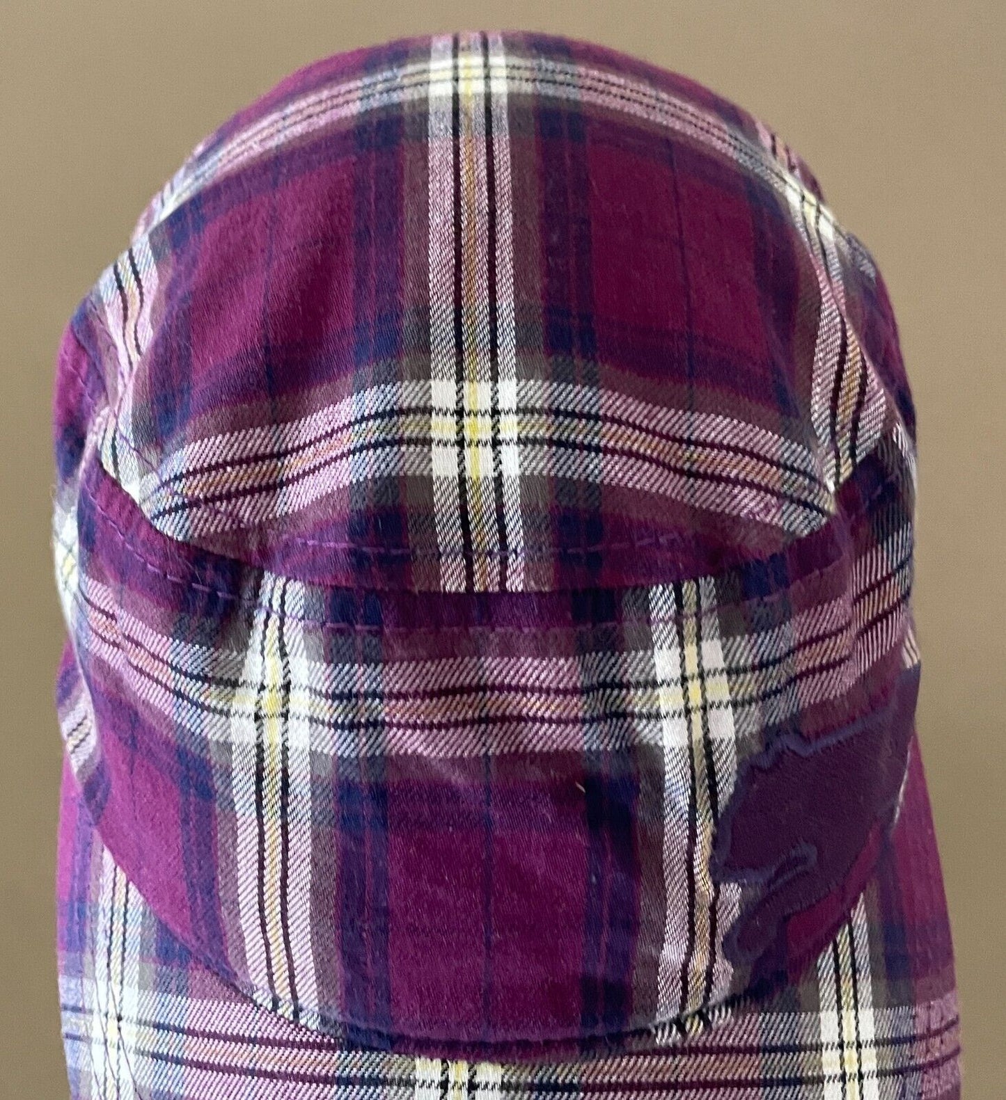 PUMA Purple Check Military Cadet Style Cap Hat  Adjustable OSFA Embroidered Logo