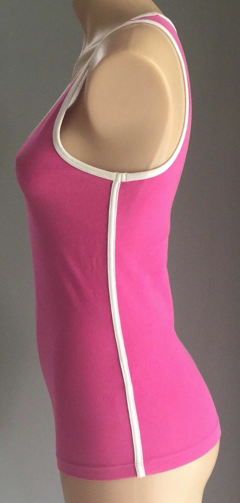 PUMA Training Top Pink & White Trim Sleeveless Rudolf Dassler Size 12 Gym Active