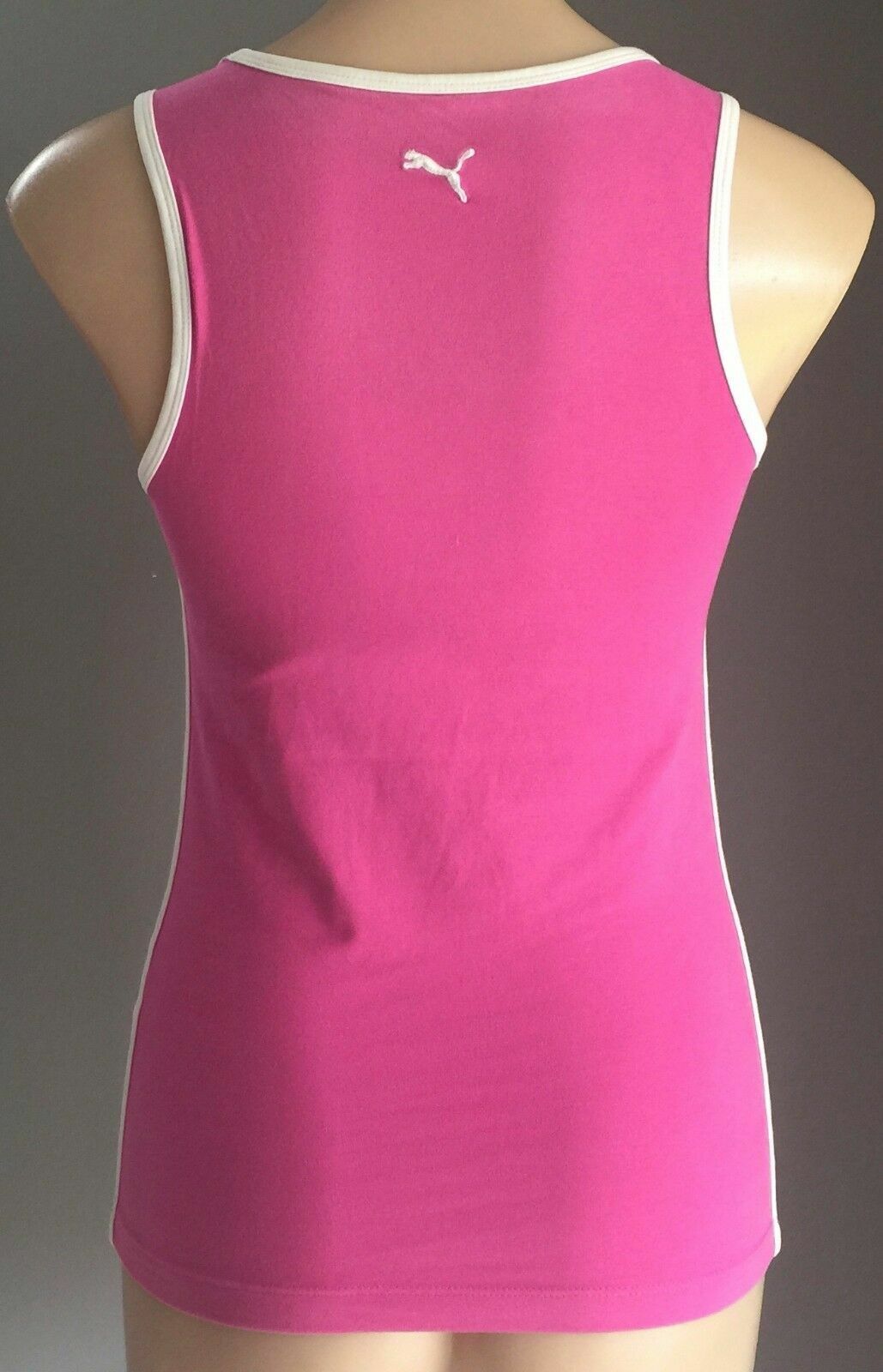 PUMA Training Top Pink & White Trim Sleeveless Rudolf Dassler Size 12 Gym Active