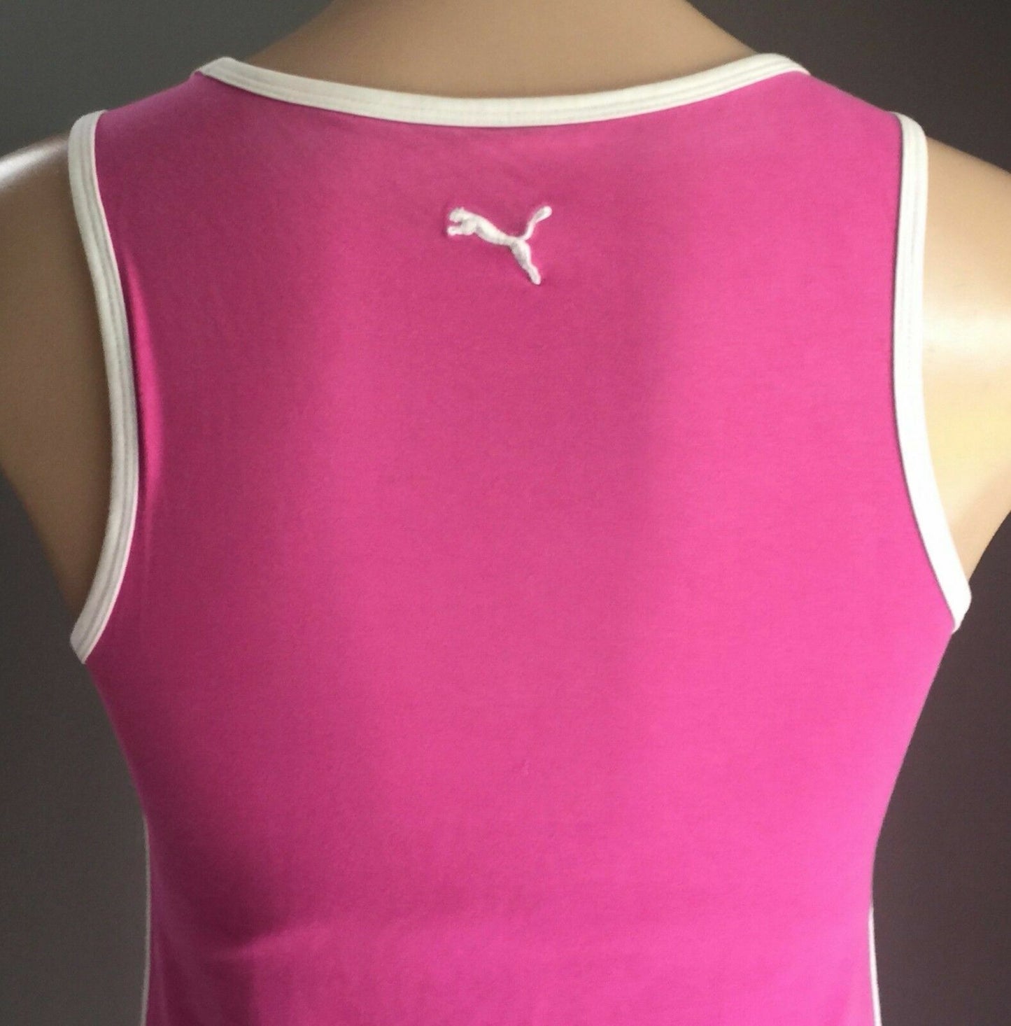 PUMA Training Top Pink & White Trim Sleeveless Rudolf Dassler Size 12 Gym Active
