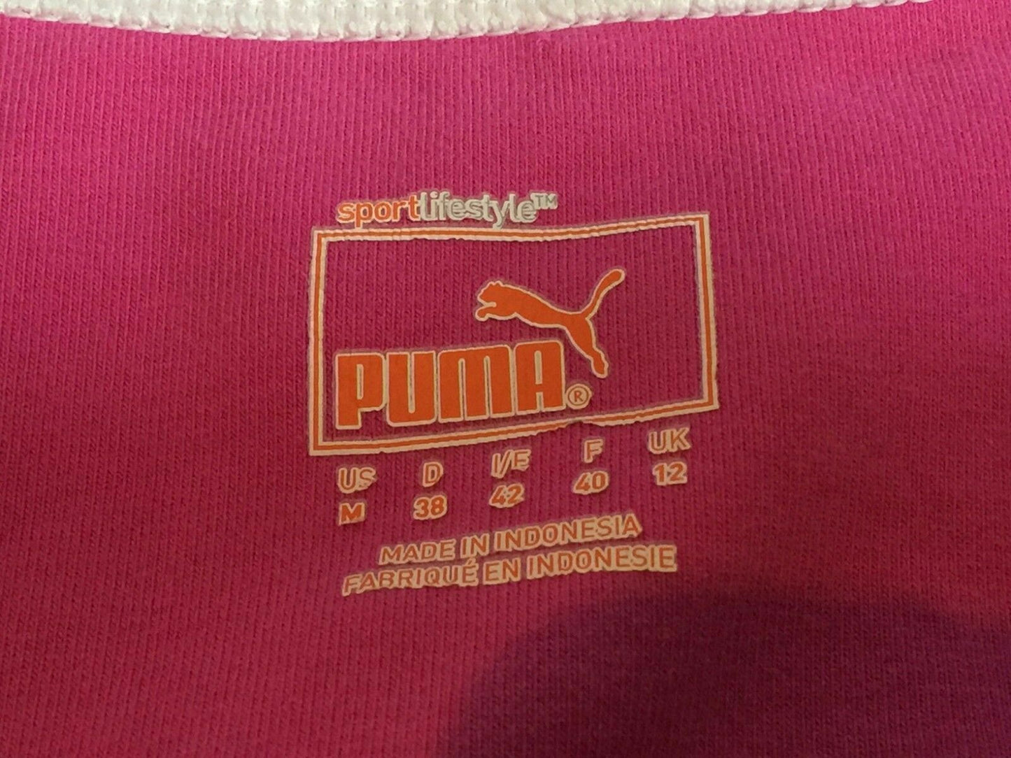 PUMA Training Top Pink & White Trim Sleeveless Rudolf Dassler Size 12 Gym Active