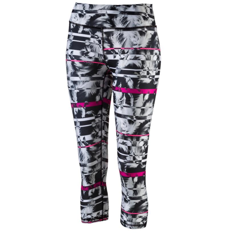 PUMA All Eyes On Me Leggings Black Magenta White Feather 3/4 Sz L 14 Activewear