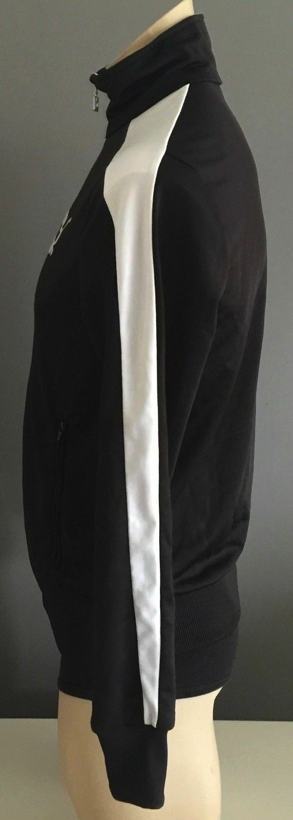 PUMA Zip Front Track Jacket Black w White Trim Mens Size S Sport Active