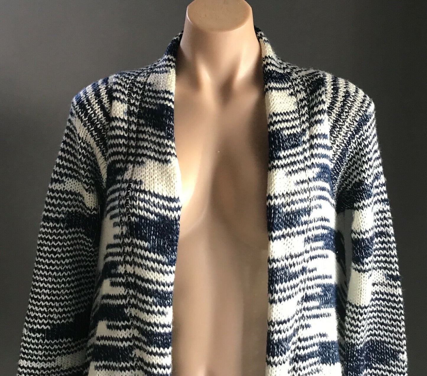 LEE COOPER Cardigan Drape Navy Blue & White Stripe Chunky Knit Poncho Size 8 10