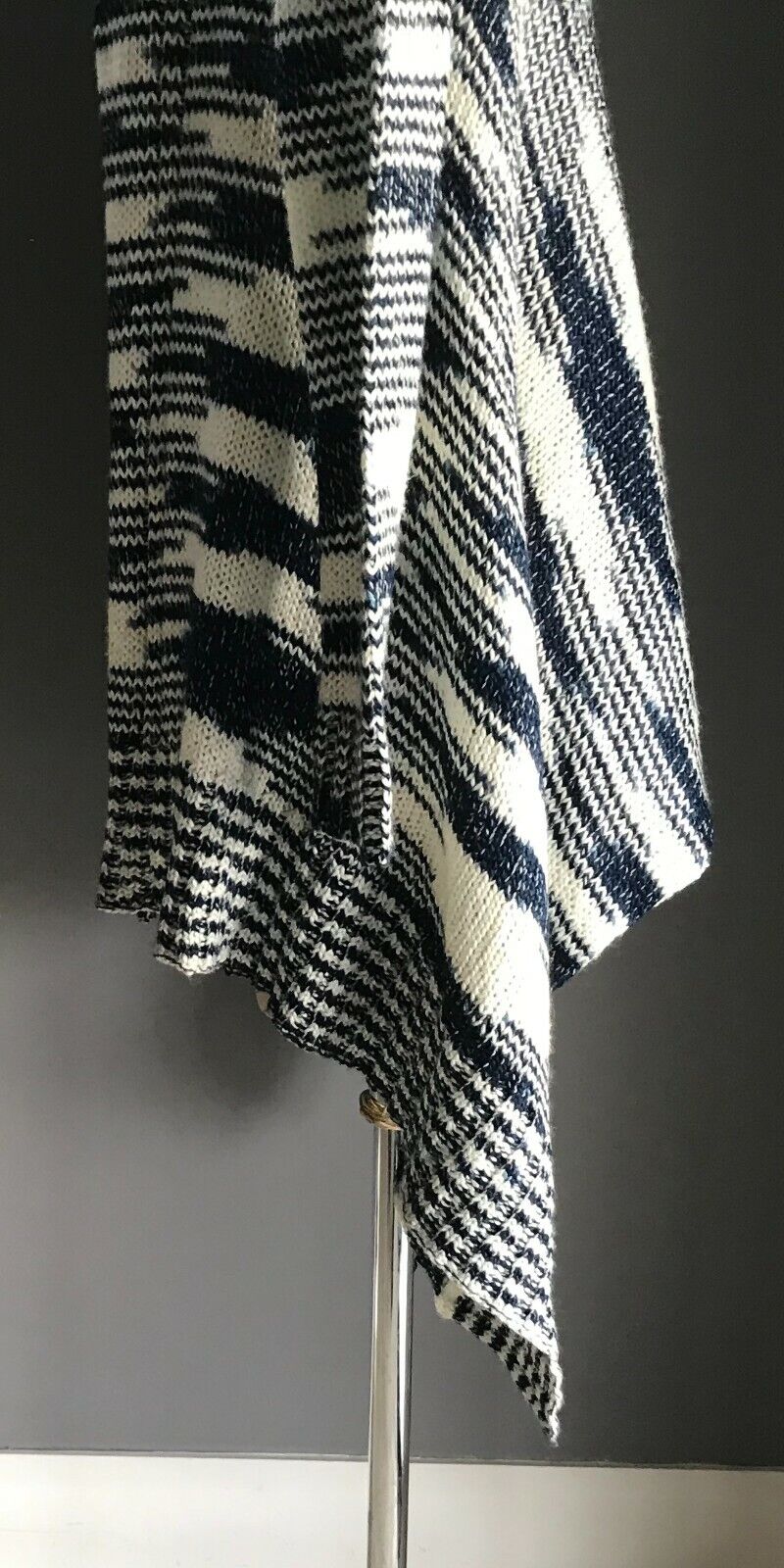 LEE COOPER Cardigan Drape Navy Blue & White Stripe Chunky Knit Poncho Size 8 10