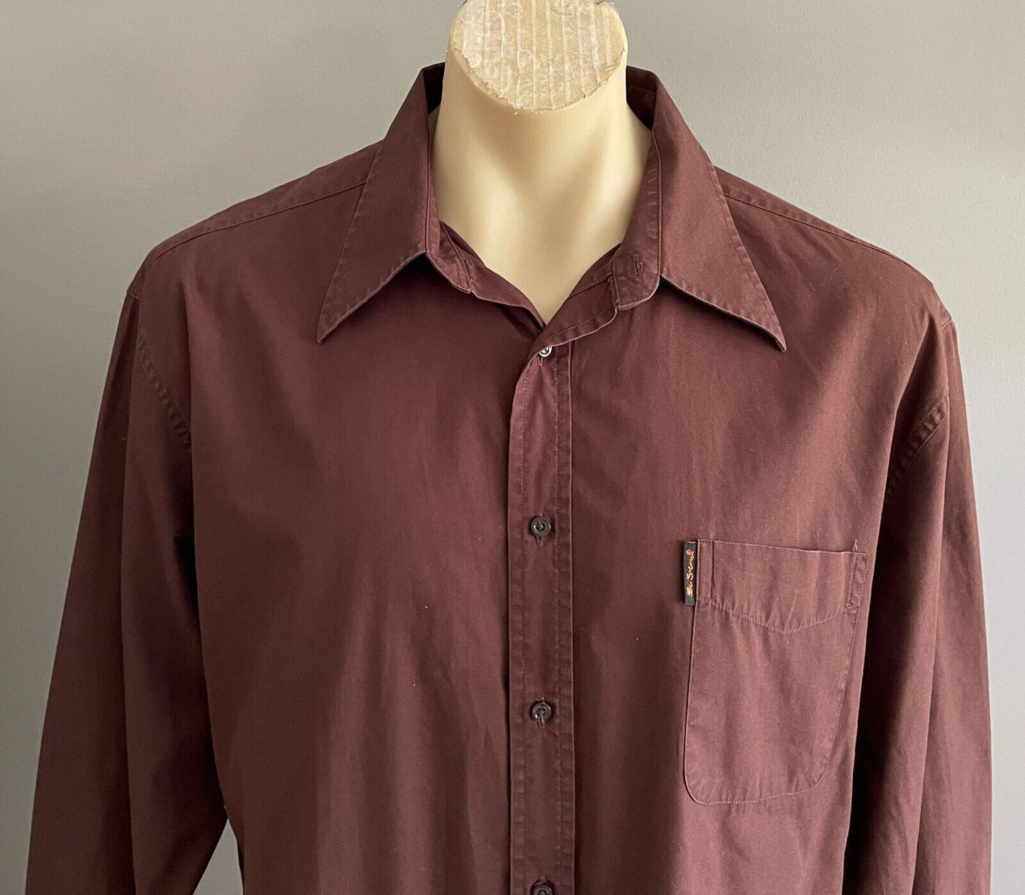 BEN SHERMAN Shirt Brown Long Sleeve Button Front Mens Size 4 XL XXXXL