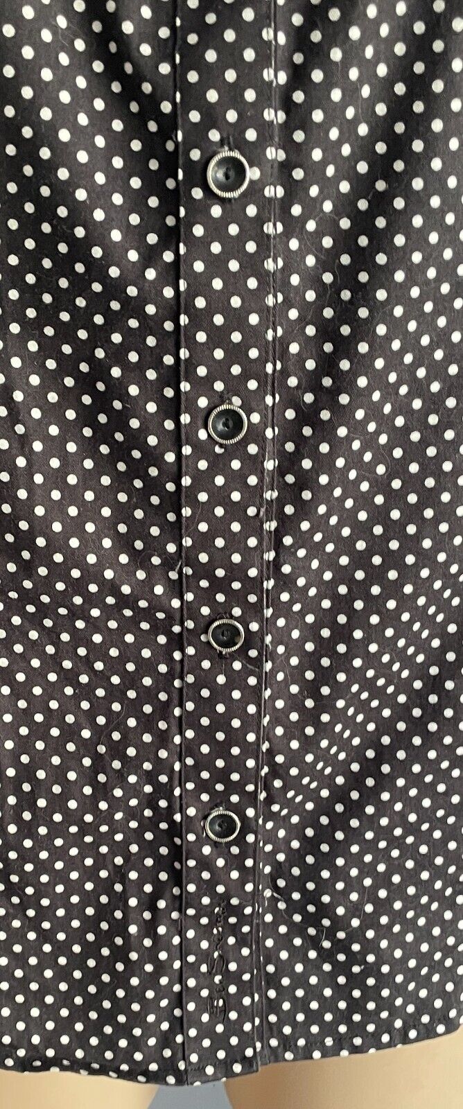 BEN SHERMAN Shirt Black White Polka Dot Button Long Sleeve Fitted Ladies Size M