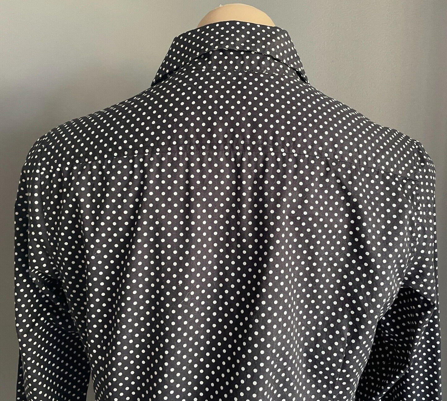 BEN SHERMAN Shirt Black White Polka Dot Button Long Sleeve Fitted Ladies Size M