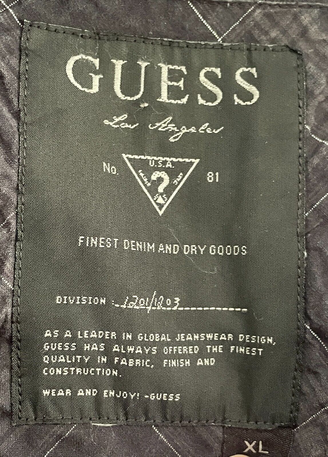 GUESS Shirt Silver Thread Grey Black Check Long Sleeve Button Mens Size 42