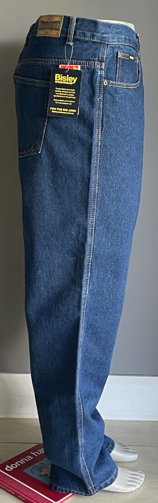 BISLEY WORKWEAR "Rough Rider" Jeans Blue Denim Full Length Mens Size 112R NEW