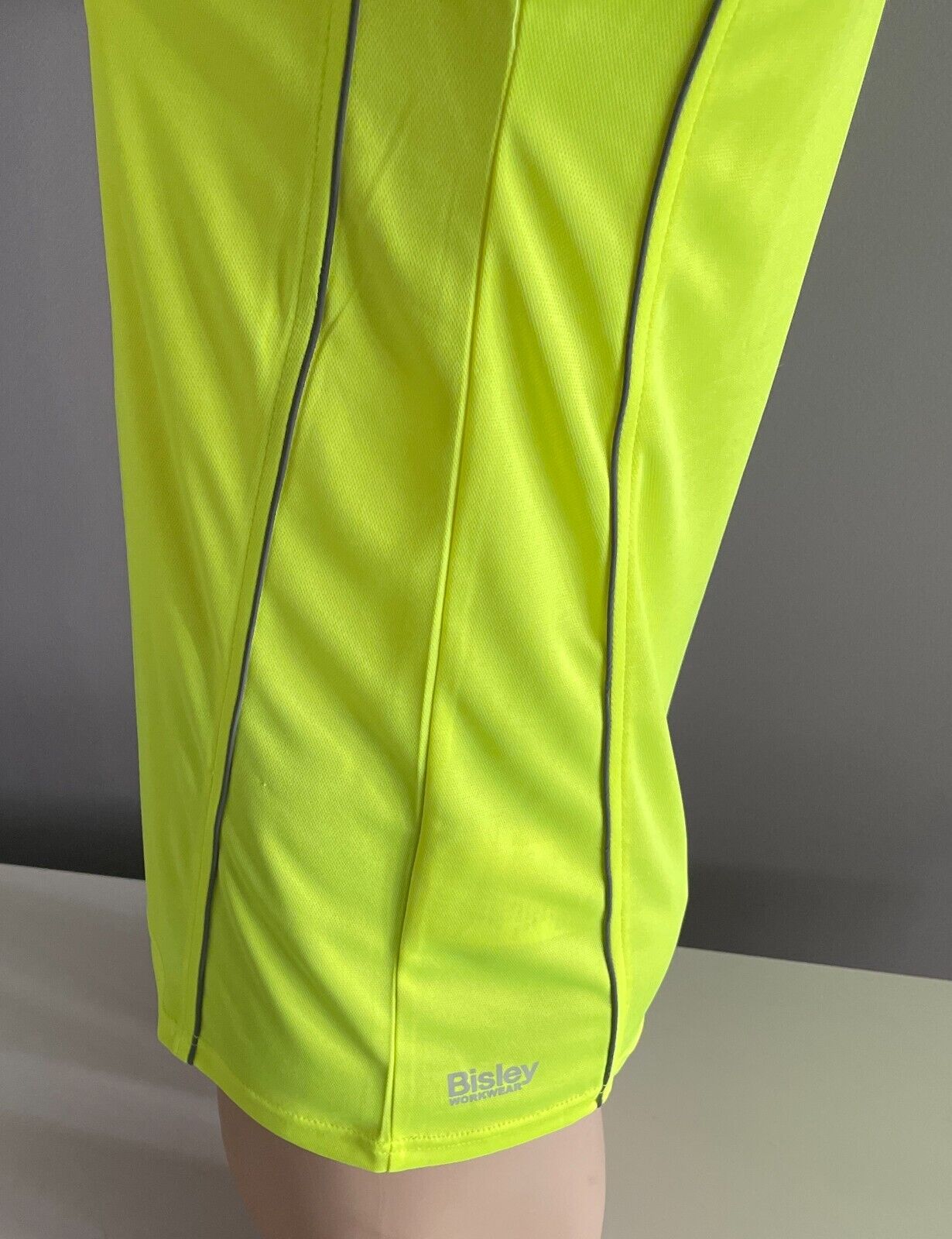 BISLEY Hi Vis Yellow Cool Mesh Short Sleeve Tee Reflective Piping Size S Unisex