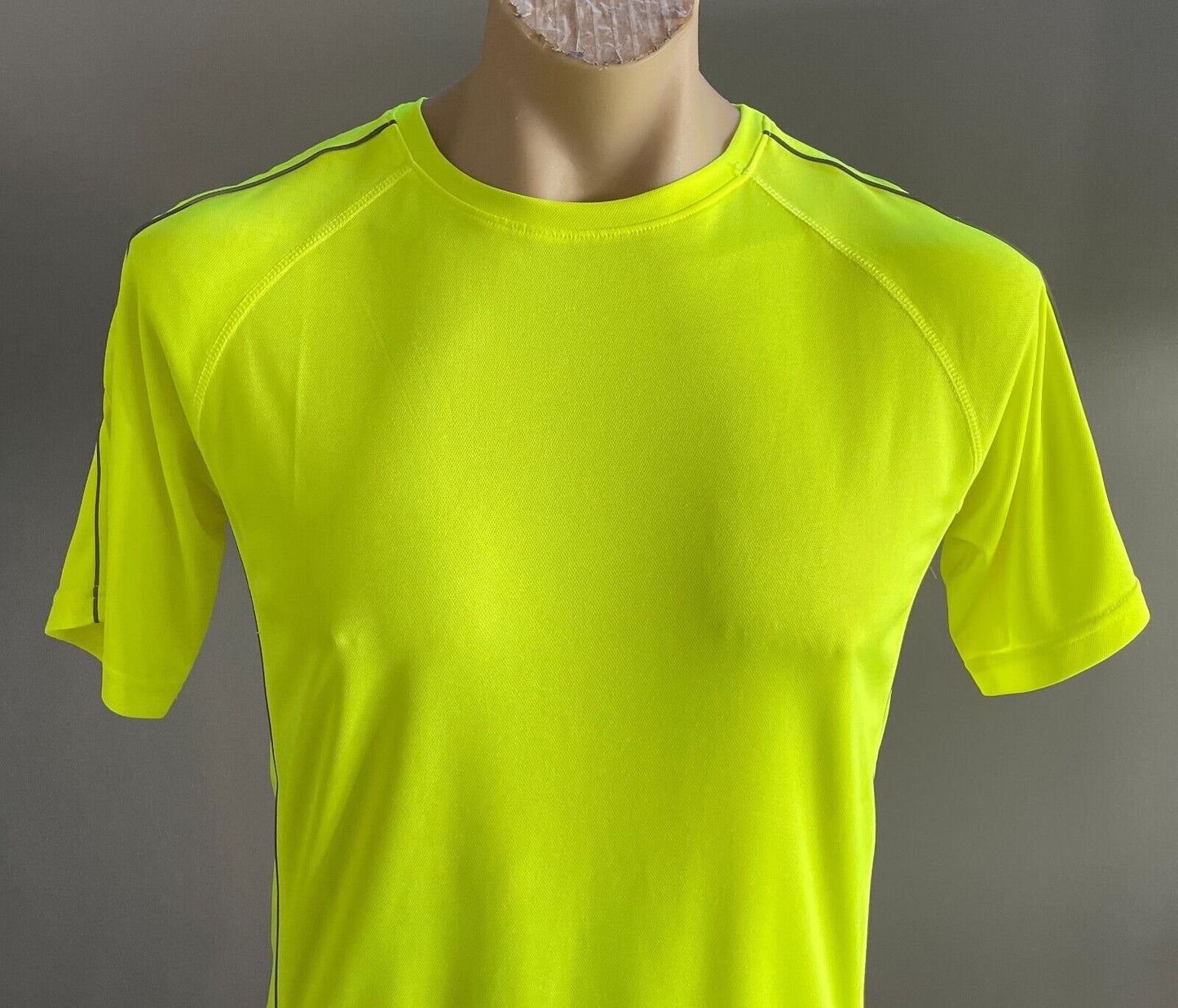 BISLEY Hi Vis Yellow Cool Mesh Short Sleeve Tee Reflective Piping Size S Unisex