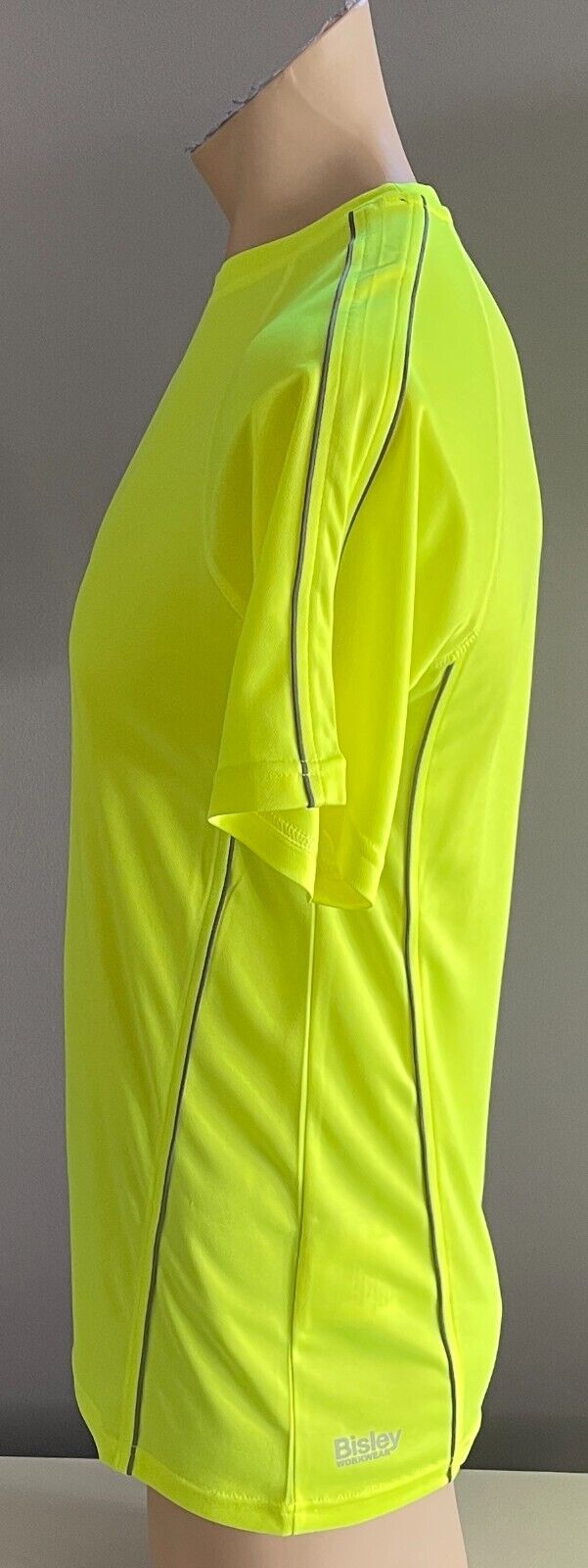 BISLEY Hi Vis Yellow Cool Mesh Short Sleeve Tee Reflective Piping Size S Unisex