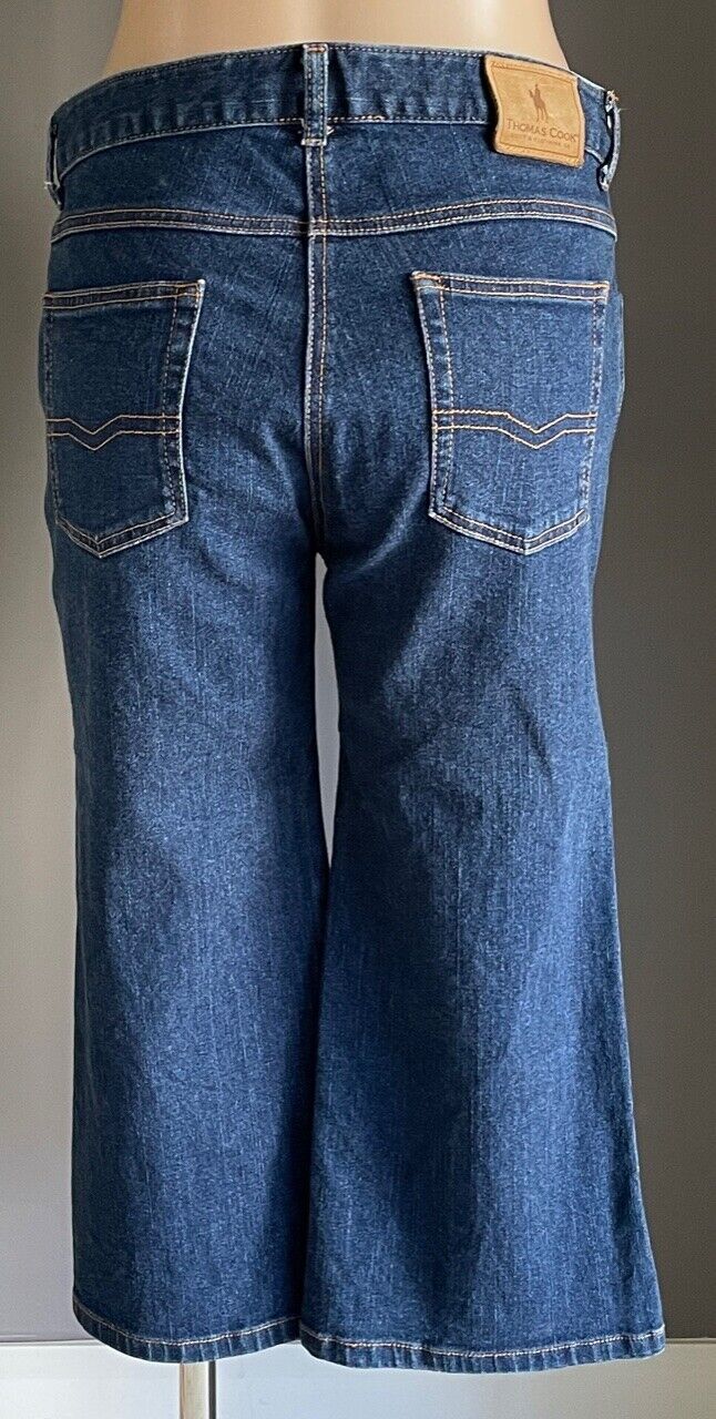 THOMAS COOK Blue Denim Jeans Wide Leg Crop Pants Western Ladies Size 12 NEW