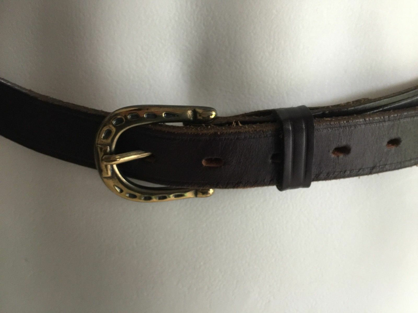 R M WILLIAMS Leather Belt 3cm Brown Horseshoe Buckle Mens Size 29" Waist 73cm