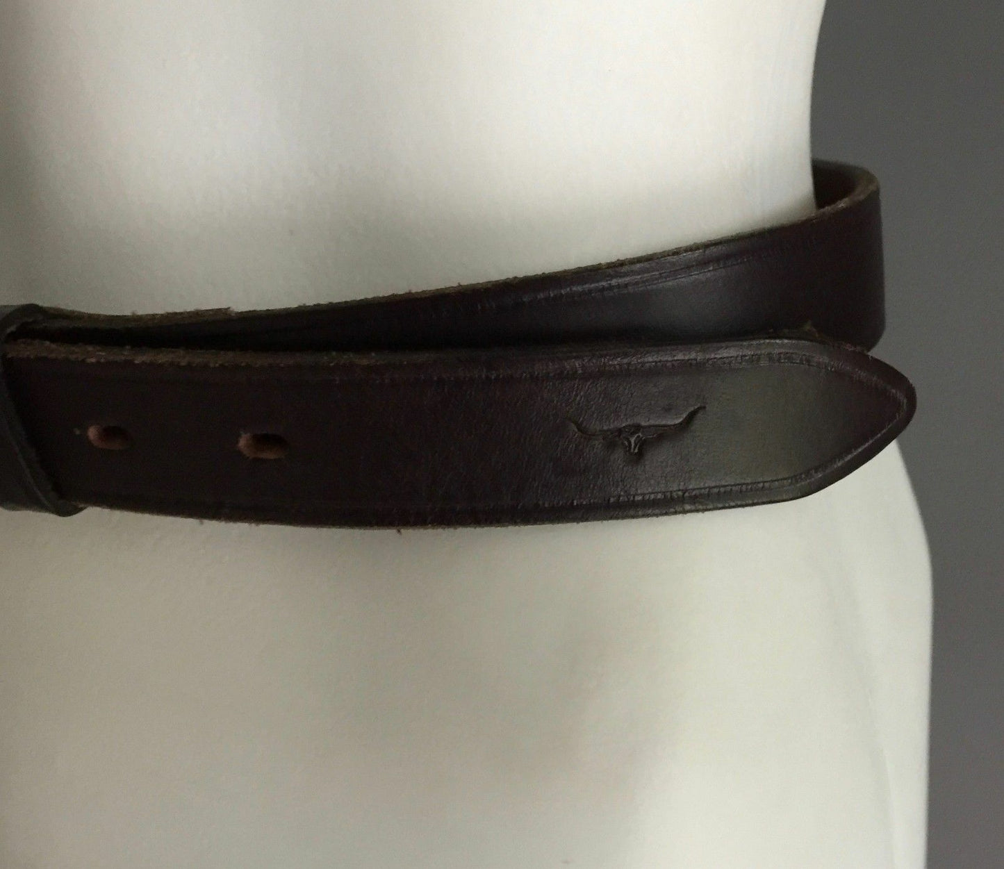 R M WILLIAMS Leather Belt 3cm Brown Horseshoe Buckle Mens Size 29" Waist 73cm