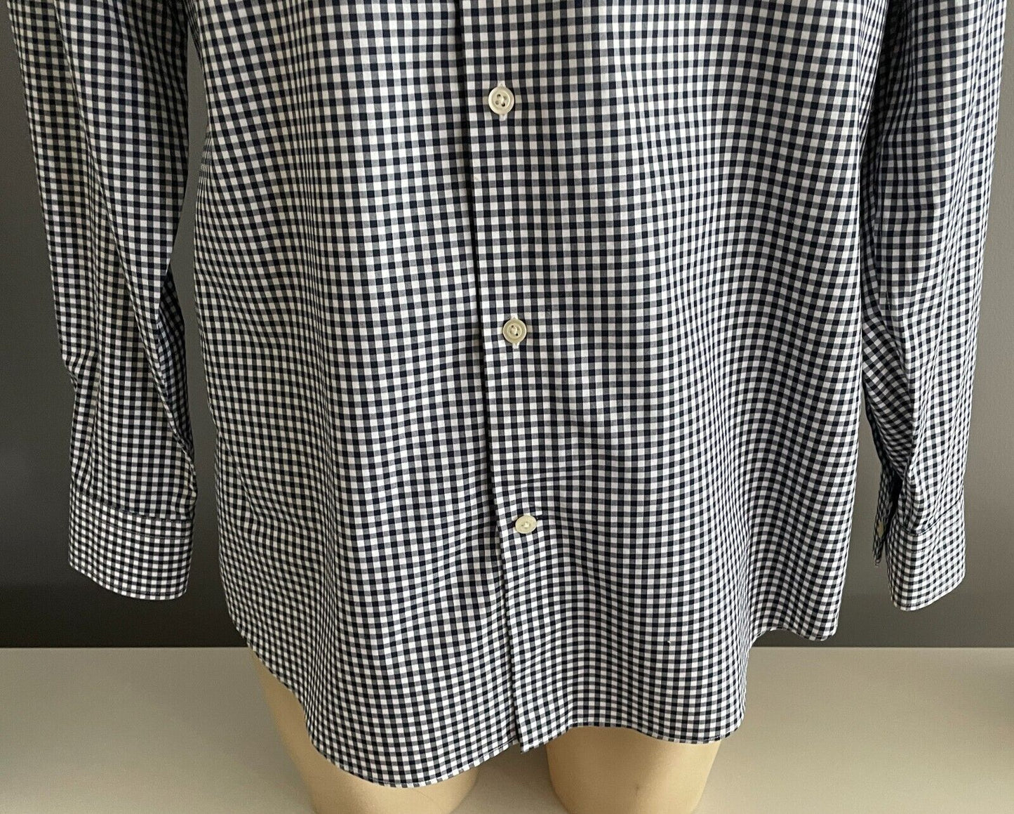 BANANA REPUBLIC Camden Fit Cotton Shirt Navy White Gingham L/Sleeve  Size Mens L