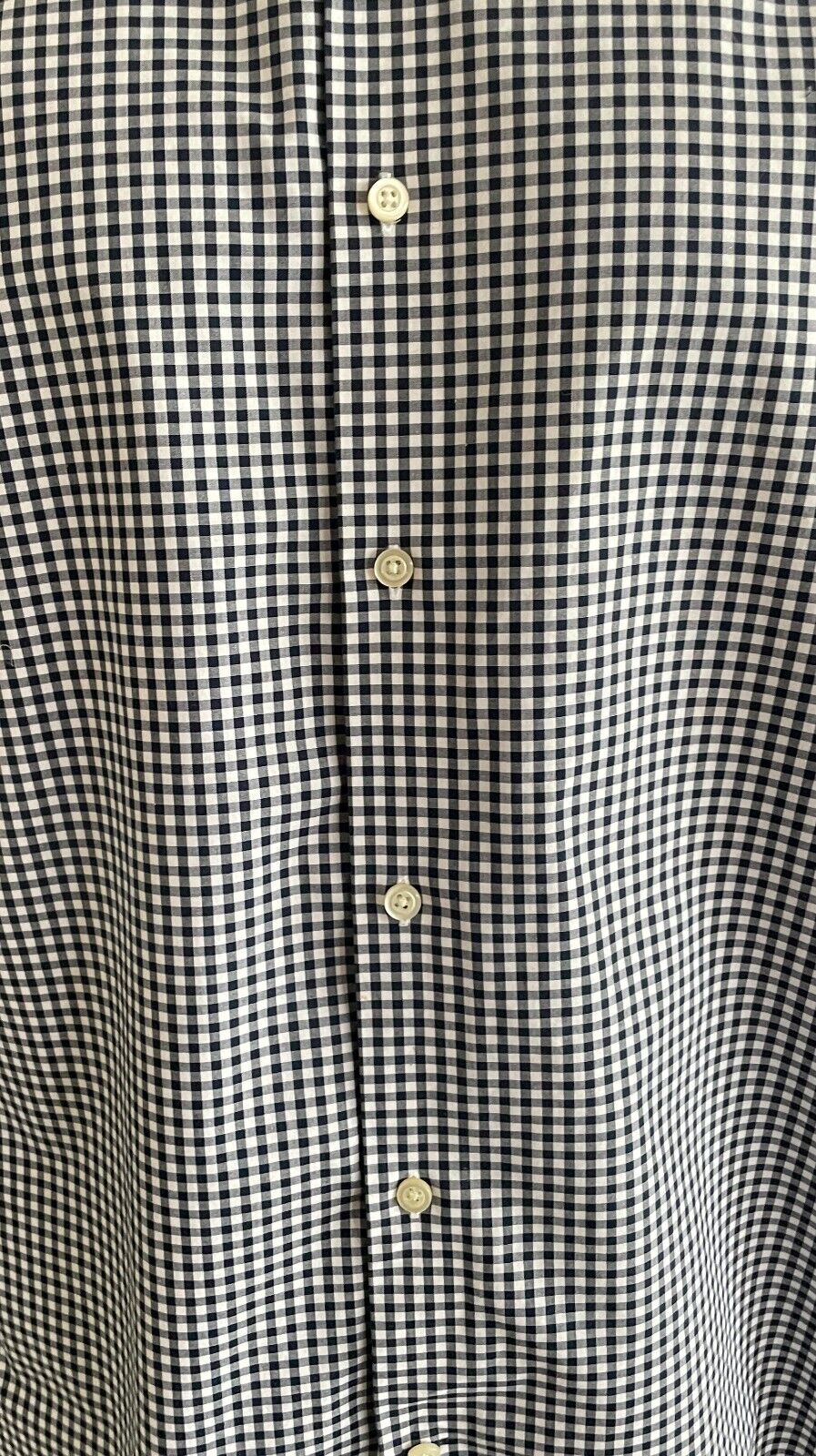 BANANA REPUBLIC Camden Fit Cotton Shirt Navy White Gingham L/Sleeve  Size Mens L