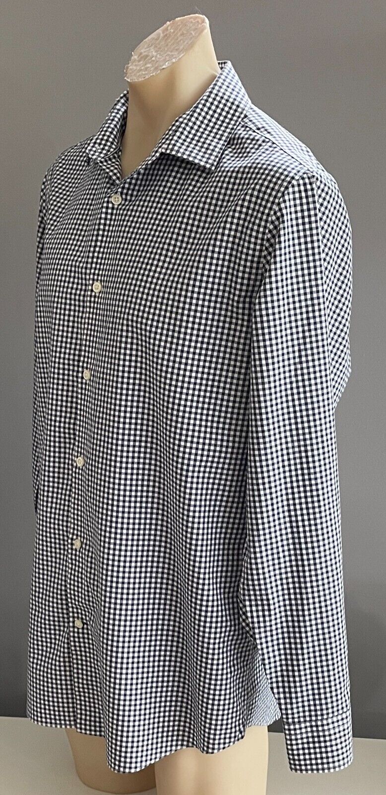 BANANA REPUBLIC Camden Fit Cotton Shirt Navy White Gingham L/Sleeve  Size Mens L