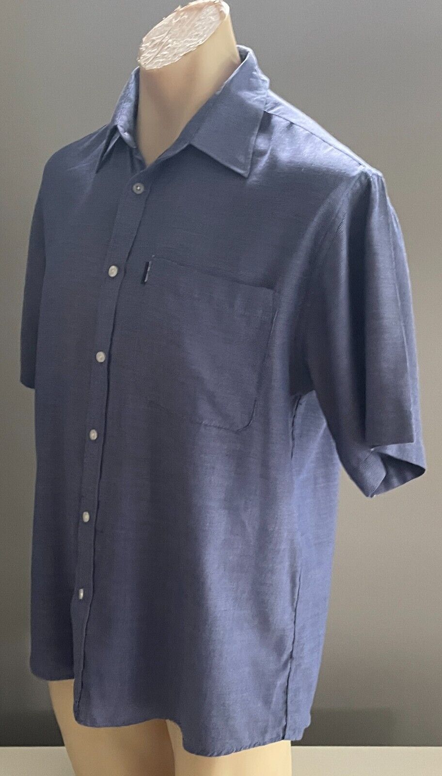 OXBRIDGE Shirt Blue Classic Fit Short Sleeves Polyester Cotton Blend Mens Size M