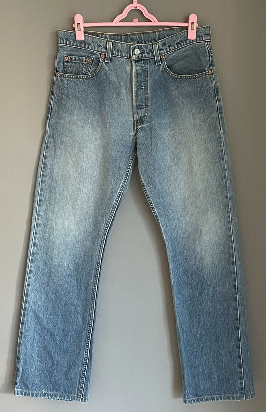 Mens LEVI'S 502 Jeans Faded Blue Denim Long Straight Leg Size Waist 84 LEVIS
