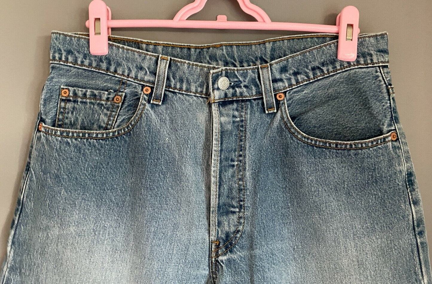Mens LEVI'S 502 Jeans Faded Blue Denim Long Straight Leg Size Waist 84 LEVIS