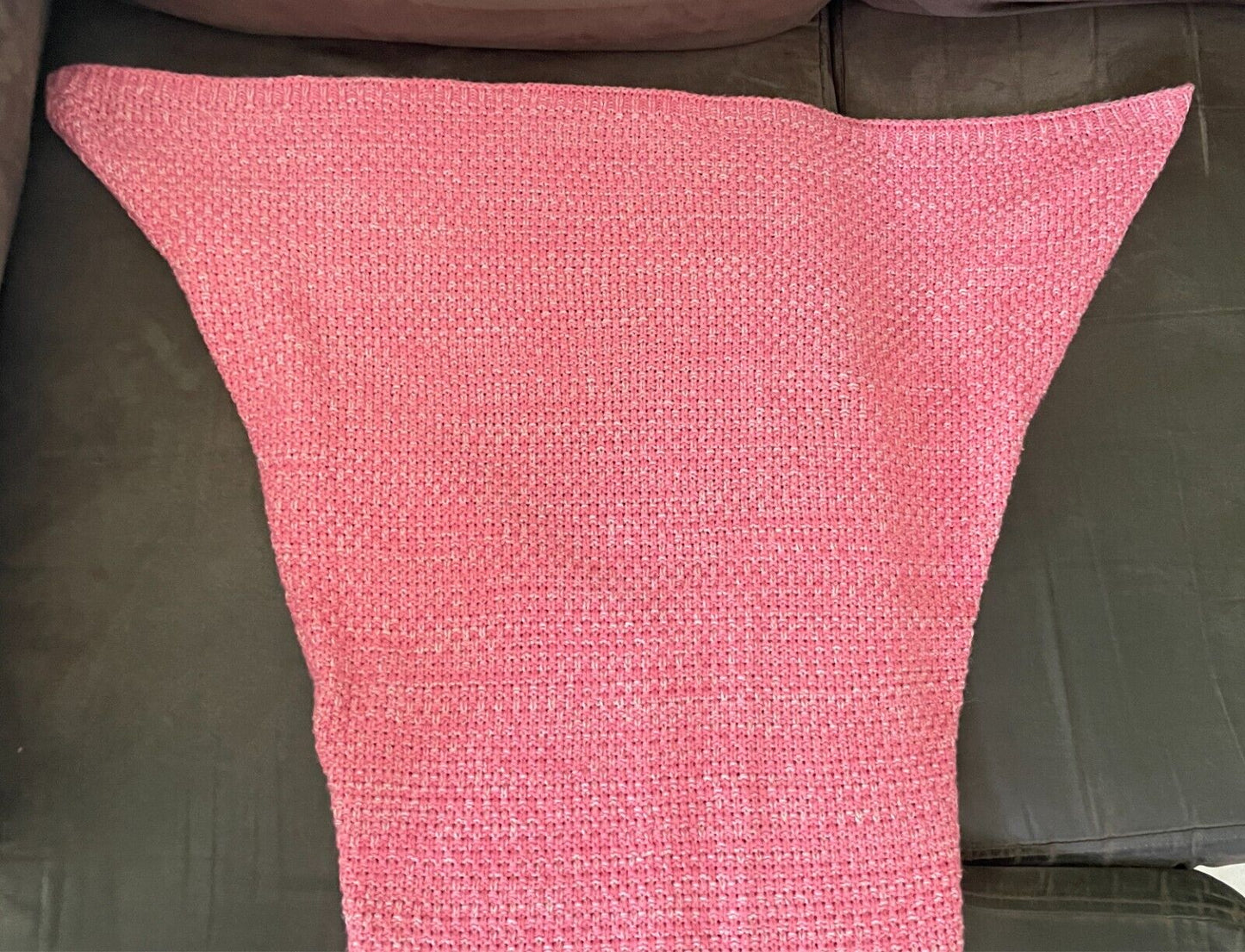 I Piece Knit Mermaid Tail Pink/White Silver Fleck Warm Blanket Adult Size 10-14
